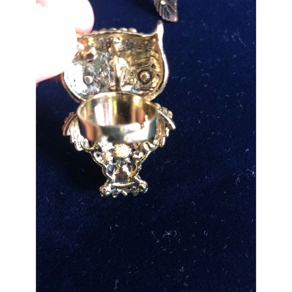 388. Owl & feather rings bundle gold tone - Picture 4 of 12